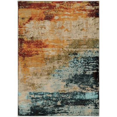 6'7''X9'6'' San Blas Abstract Rug Blue/Red