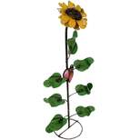 Sunnydaze Outdoor Metal Art Standing Sunflower with Ladybug Garden Decor- 34.25"