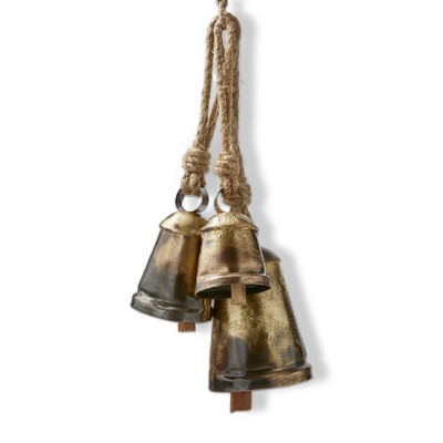 tag Heritage Antique Brass Decorative Bells - Holiday Decor for Christmas - 3.25" H x 2.1" L x 2.1" W - Easy Dust Clean