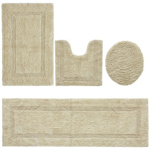 Lux Premium 100% Cotton Tufted Solid Reversible 4 Piece Bath Rug Set – Ultra-Soft, Water-Absorbent, Durable, Machine Washable Bathroom Rug - 1 of 4