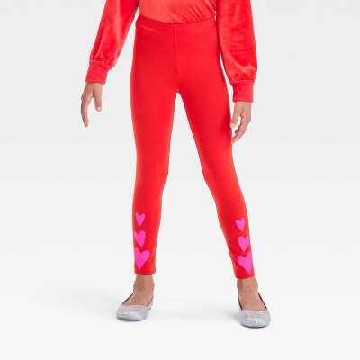 Girls' Heart Valentine's Day Leggings - Cat & Jack™ Red M