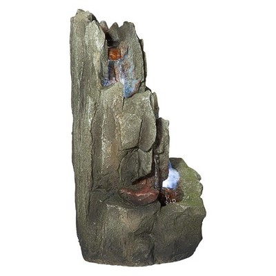 Handcrafted Weathered Stone Tabletop Fountain with LED Lights