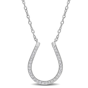 EVERLY JEWELRY | Yellow Silver 1/6ct TDW Diamond Horseshoe Pendant with Chain - 1 of 4