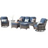 Ovios Orlando 6pc Brown Wicker Outdoor Patio Furniture Conversation Sofa Set with Swivel Chairs and Cushions - 2 of 4