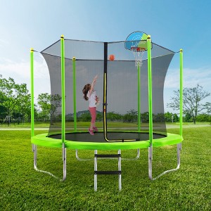8 FT/ 10 FT Trampoline for Kids with Safety Enclosure Net, Basketball Hoop and Ladder-ModernLuxe - 1 of 4