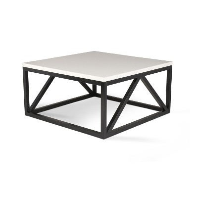 Kate and Laurel Truss Square MDF Coffee Table, 36x36x18, White and Black