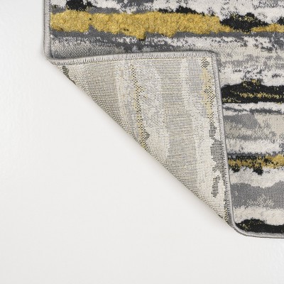 Gray and Black Striped Synthetic 3x5 Area Rug