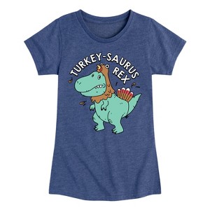 Girls' - Instant Message - Turkeysaurus Rex Fitted Short Sleeve Graphic T-Shirt - 1 of 4