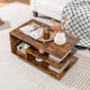 Costway Coffee Table w/ L-shaped Middle Shelf for Living Room Rustic Brown - 4 of 4
