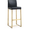 TOV Furniture Denmark Performance Vegan Leather Stool with Gold Base - Set of 2 Black - 3 of 4