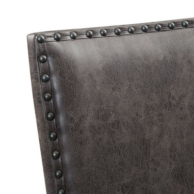 Tall Back Gray Faux Leather and Wood Dining Chair Set