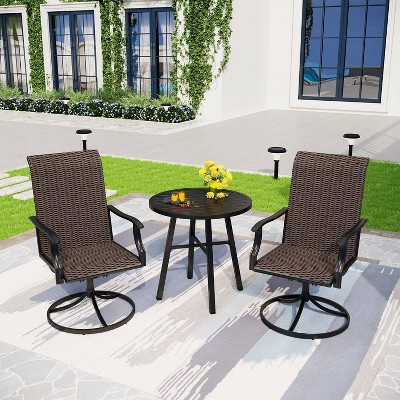 3pc Patio Conversation Set with Swivel Chairs & Side Table - Captiva Designs: Weather-Resistant Outdoor Ensemble