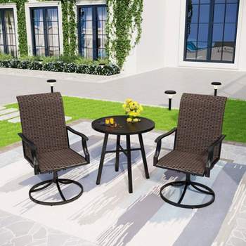 3pc Patio Conversation Set with Swivel Chairs & Side Table - Captiva Designs
