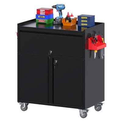 SUXXAN 35" H Metal Garage Storage Cabinet with Wheels and 1 Drwaer,Rolling Tool Cabinet for Garage, Home, Office,Assembly Required
