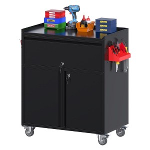 SUXXAN 35" H Metal Garage Storage Cabinet with Wheels and 1 Drwaer,Rolling Tool Cabinet for Garage, Home, Office,Assembly Required - 1 of 4