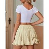 Women's Pleated Skater Skirt - High Waist Flared Mini with Ruffles for Casual Wear Khaki - 3 of 4
