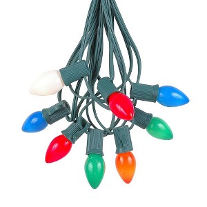 Novelty Lights 25 Feet C7 Ceramic Christmas String Light Set, Vintage Holiday Hanging Light Set, Green Wire - 1 of 4