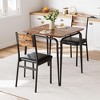 3-Piece Dining Table Set, Sturdy Wooden Square Table and Chair Breakfast Table Set for 2 Person - 2 of 4