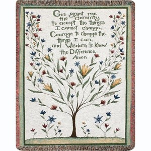 Manual Woodworkers and Weavers Serenity Prayer Tapestry Throw – 50" x 60" Woven Inspirational Blanket - 1 of 3