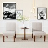 Carl Armless Fabric Upholstered Accent Chair Set of 2 with Round Wood Side Table Slipper Chairs Sets-Maison Boucle - 3 of 4