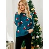 BLUEMING Women’s Christmas Sweater Santa Hat Print Holiday Knit Sweater - Whimsical Embellished Crewneck - 2 of 4