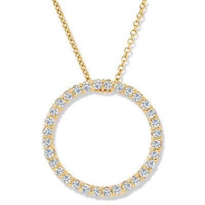 Pompeii3 1/2ct Circle Of Life Diamond 14k White or Yellow Gold Pendant Necklace