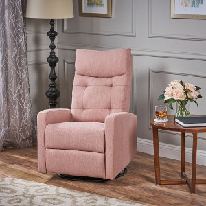 Fabric Swivel Glider Rocker Recliner Chair with Tufted Back and Modern Armrests - 1 of 4