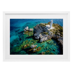 Stupell Industries Lighthouse with Seaside Rocks Framed Print Under Glass - 1 of 4