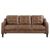 Okak Modern Casual Sofa 1pc with Thick Button Tufted Cushion , Solid Wood Legs Polished Microfiber Couch 3 Seat for Apartments, living Room, Brown - 3 of 4