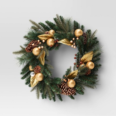 Northlight White Berry and Frosted Pine Christmas Wreath, 28-Inch, Unlit