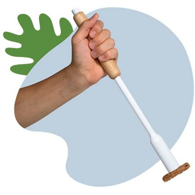 Eco-Friendly Bamboo and White Toilet Brush with Holder