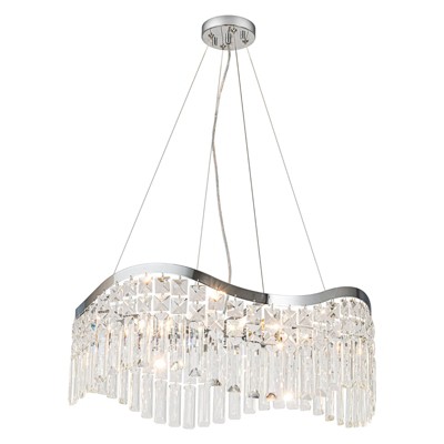 LLHZSY Modern Elegant Wave Crystal Chandelier with Adjustable Height - W23 31/50"- Gold/Chrome