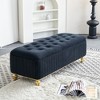 NicBex Modern 47.2" Storage Bench Velvet Accent Stool with Button Tufted and Gold Metal Legs for Entryway and Living Room - 3 of 4