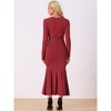 Allegra K Women's Floor Length Fishtail Bodycon Mermaid Long Maxi Dress with Belt - 3 of 4