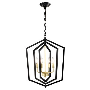 VYNXARIA 18.11 - Inch Matte Black and Gold 4 - Light Ceiling Lights, Modern Industrial Lantern - Style Chandelier - 1 of 4