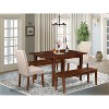 Retro Dining Set 7Pc Rectangle Table & Chairs - Linen Fabric Cream - Mahogany Legs - HomeStock - 2 of 4