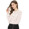 Allegra K Women's 1950s Vintage Ruffle Neck Long Sleeve Dots Chiffon Blouse - 2 of 4