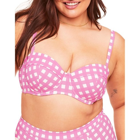 Adore Me Women's Vivien Swimwear Top 40g / Gingham C05 Pink. : Target