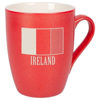 Elanze Designs Ireland Irish Flag 10 Ounce Ceramic Laser-Etched Engraved Drinkware Mug, Metallic Crimson Red