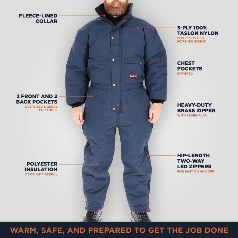 RefrigiWear Men's ChillBreaker Insulated Coveralls with Soft Fleece Lined Collar, 4 of 8