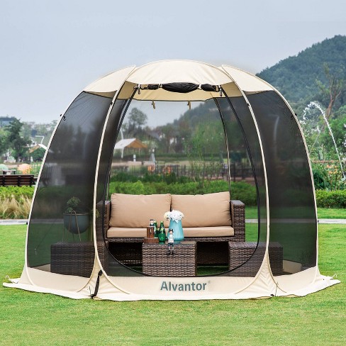 Alvantor Outdoor Pop Up Portable Gazebo Tent with Mesh Netting Screened Shelter Beige - image 1 of 4