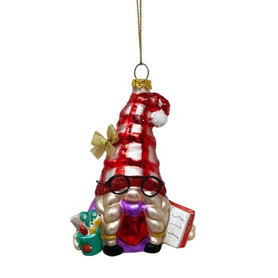 Festive Teacher Gnome Glass Christmas Ornament, Holiday Tree School Gift| OrnamentallyYou