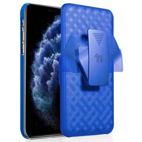 Nakedcellphone Case with Stand and Screen Protector and Belt Clip Holster  for iPhone 11 - Blue