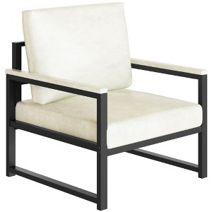 Hooseng Modern Style Living Room Accent Chair With Faux Leather Upholstery And High Density Sponge Padding, Cozy Armchair With Robust Metal Frame - 1 of 4