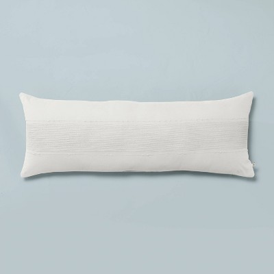 16x42 Slub Center Stripe Oversized Lumbar Bed Pillow Sour Cream - Hearth  & Hand™ with Magnolia