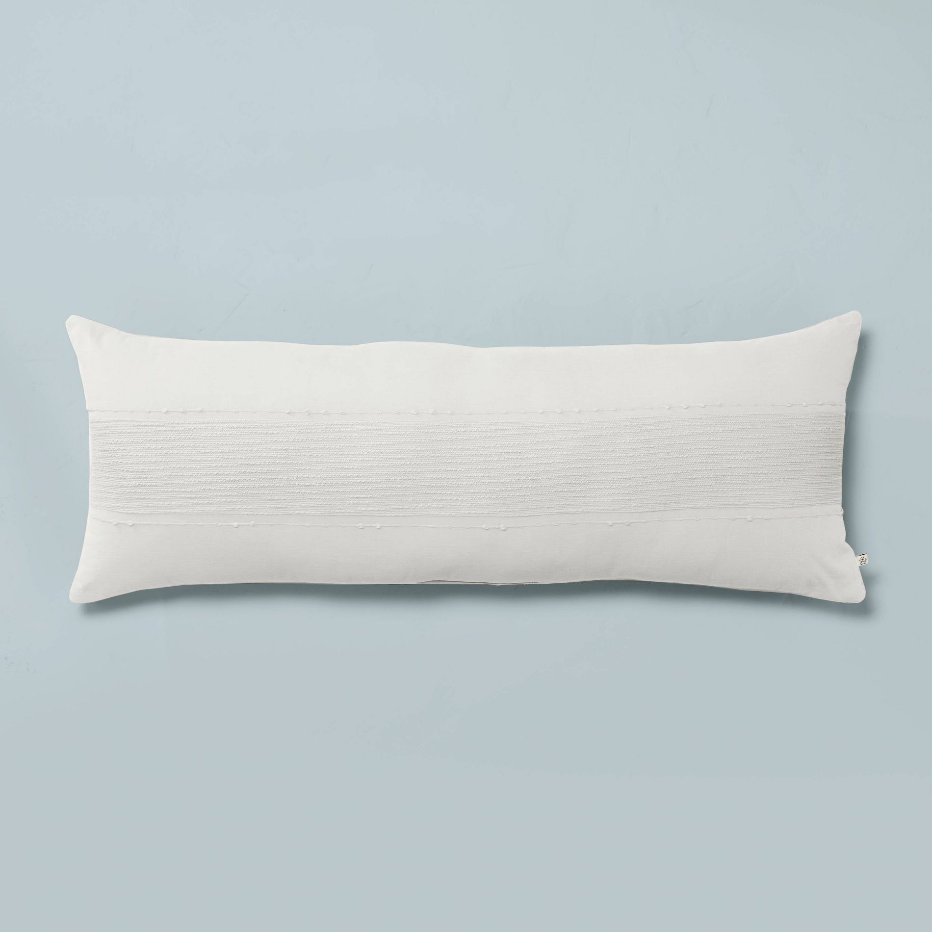 16"x42" Slub Center Stripe Oversized Lumbar Bed Pillow Sour Cream - Hearth & Hand™ with Magnolia: Cotton Texture, Farmhouse Style