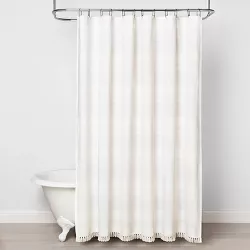 Textured Stripe Shower Curtain White - Hearth & Hand™ with Magnolia