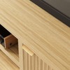Fluted TV Stand for 80 inch, Modern Entertainment Center with Adjustable Shelves, Natural Oak TV & Media Cabinet 2-Tier Storage - 3 of 4