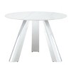 Infurnic Dining Sets Dining Table and Chair Set Mirror-polished Stainless Steel Base 6 Chairs Modern Luxury Round , White, 42"*42"*29.5" - 4 of 4