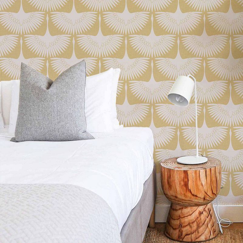 Tempaper Feather Flock Peel and Stick Wallpaper Golden Hour, 3 of 6